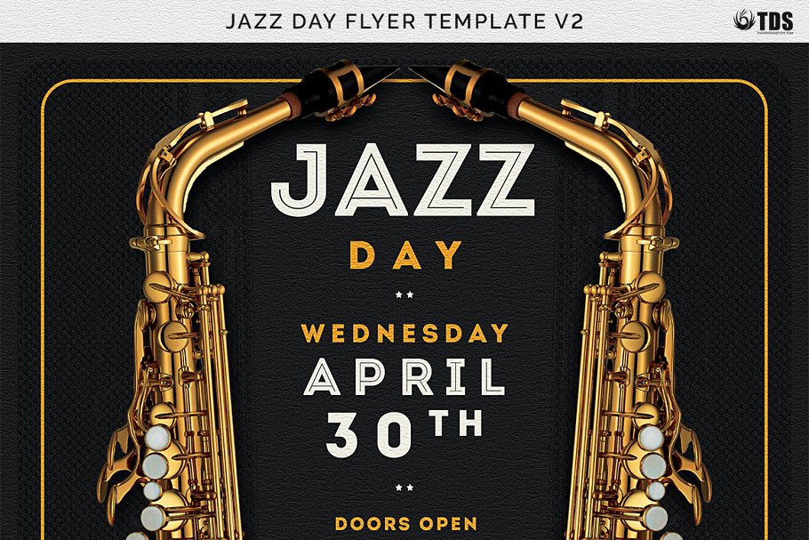 爵士音乐现场演奏会海报传单PSD模板V.2 Jazz Day Flyer PSD V2插图(7)