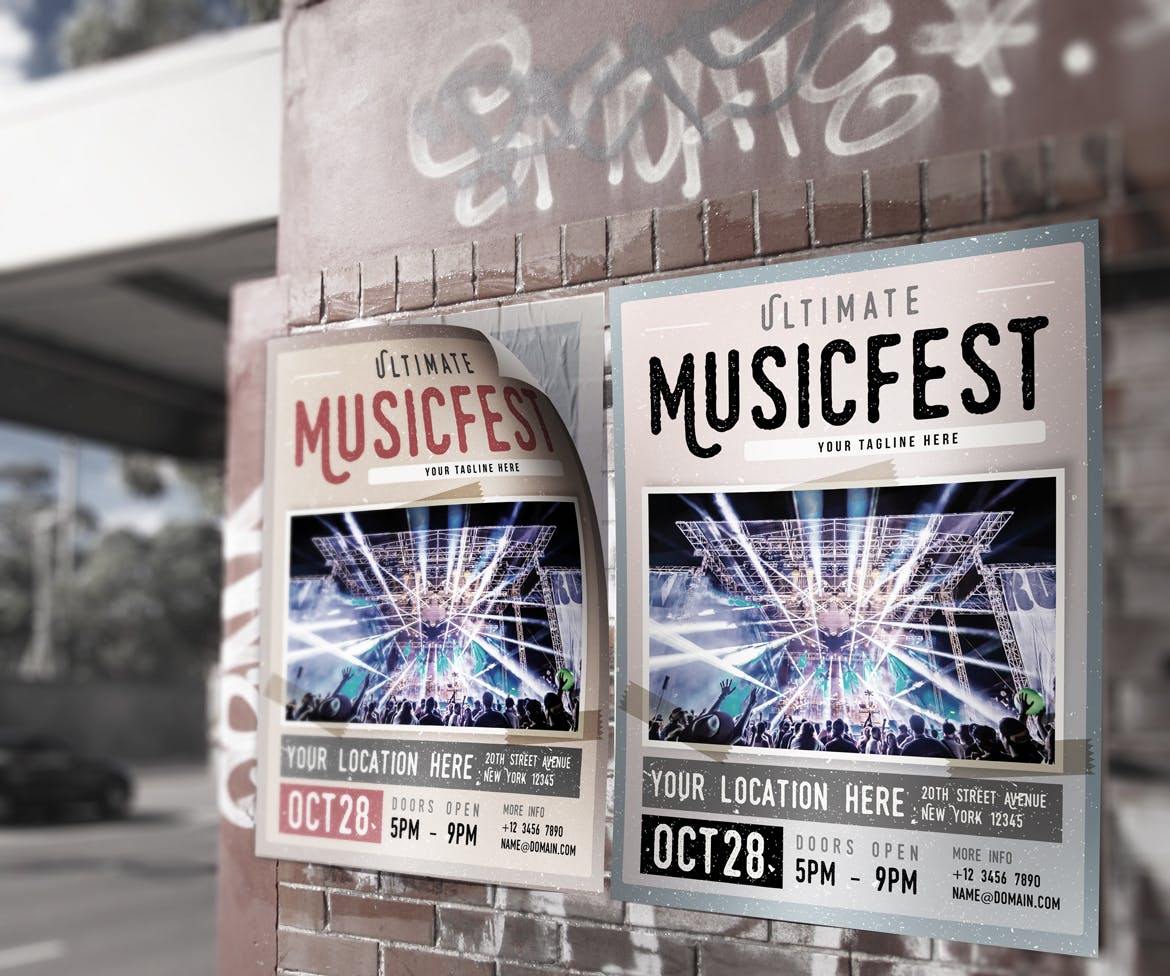 大型音乐节活动宣传海报设计模板 Ultimate MusicFest Flyers插图(3)