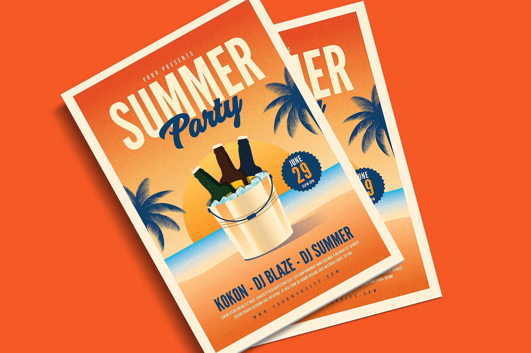夏日啤酒主题派对活动海报模板 Summer Beer Party Event Flyer插图(2)