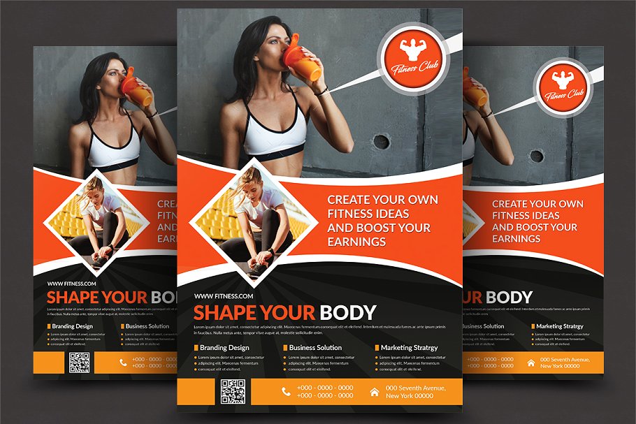 健身俱乐部宣传推广海报设计模板 Fitness Flyer插图