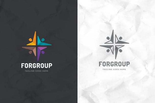 组织机构创意图形Logo设计模板 Forgroup Logo Template插图(2)