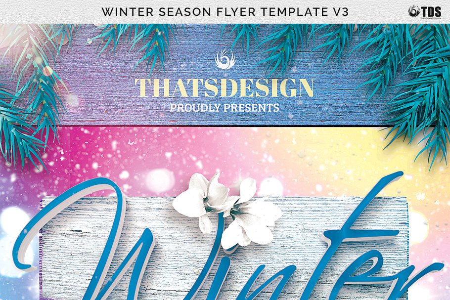 冬日节气活动宣传传单PSD模板v3 Winter Season Flyer PSD V3插图(6)