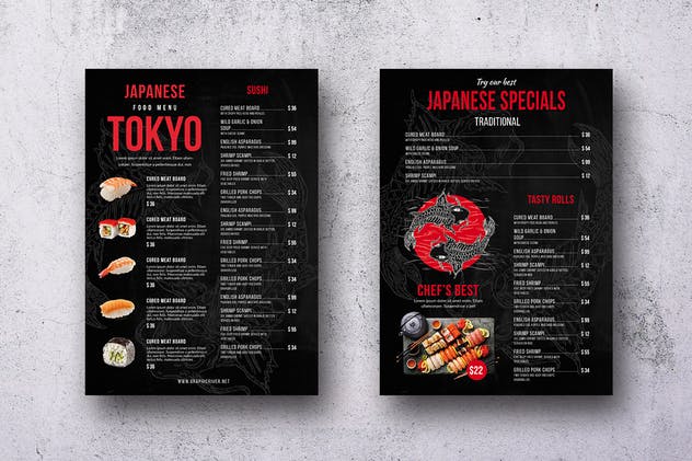 日式餐厅寿司刺身餐厅菜单设计PSD模板 Japanee Menu Bundle A4 & US Letter插图(9)