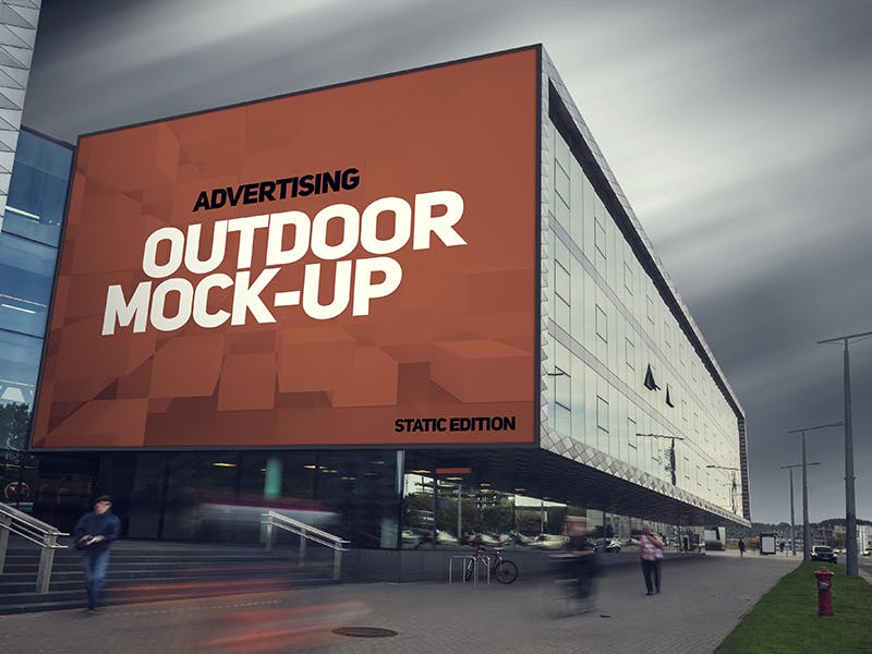 楼体大型灯箱/视频广告牌效果样机模板 Animated Outdoor Advertising Mockup插图(4)
