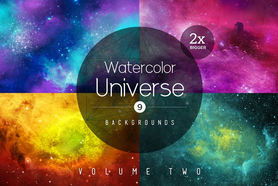 水彩多彩宇宙太空背景 Watercolor Universe Backgrounds – 2插图