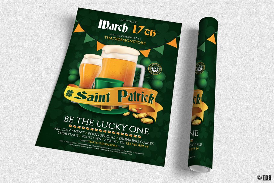 圣帕特里克啤酒节传单PSD模板V.5 Saint Patricks Day Flyer PSD V5插图(2)