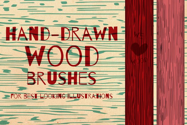 60款木纹纹路AI笔刷 Wood Brushes for Adobe Illustrator插图(2)