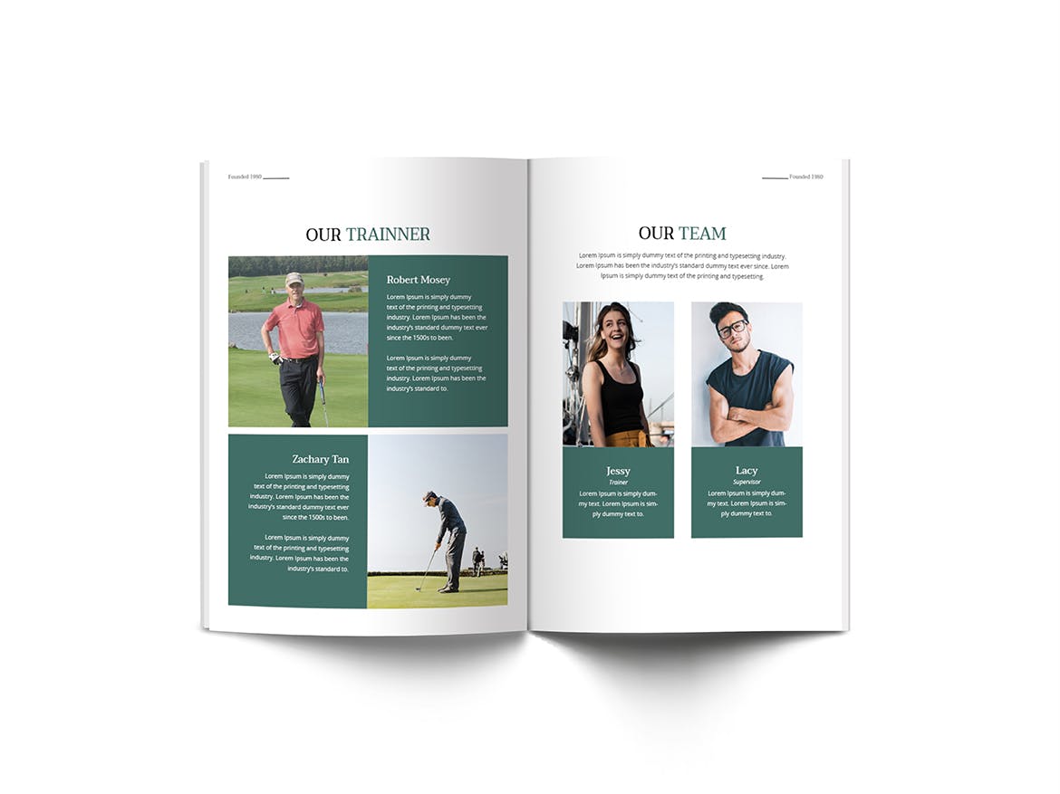 高尔夫俱乐部简介宣传画册设计模板 Golf A4 Brochure Template插图(12)