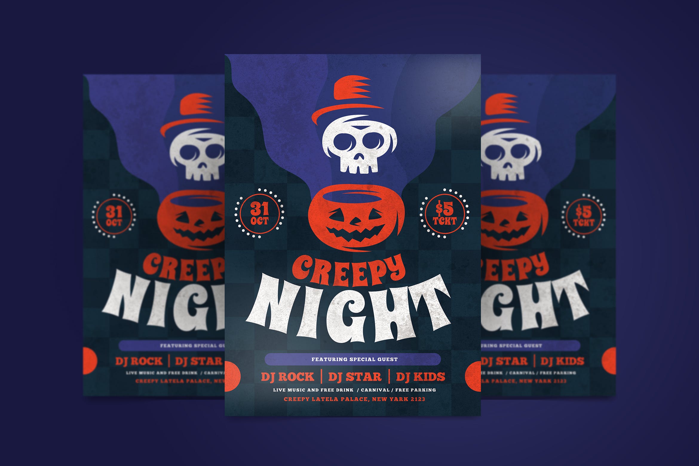 万圣节恐怖之夜节日活动海报设计模板 Halloween Flyer插图
