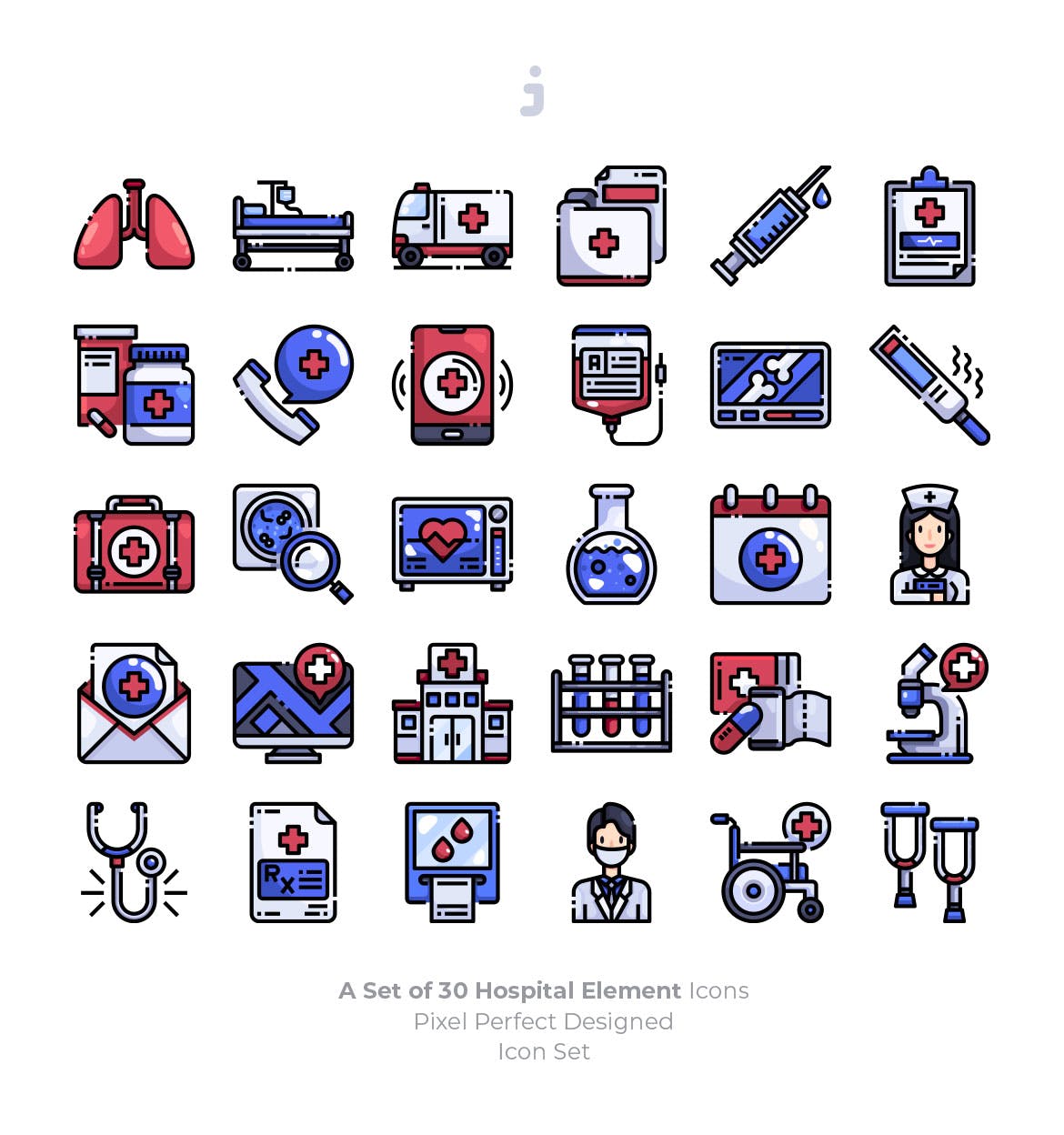30枚医院医疗主题元素矢量图标 30 Hospital Element Icons插图(1)
