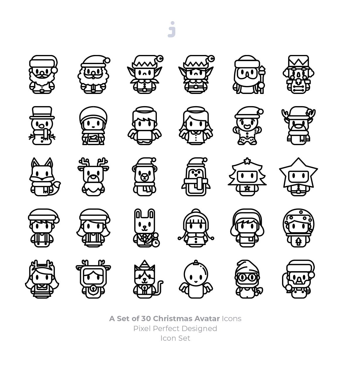30枚圣诞主题人物头像图标素材 30 Christmas Avatar Icons插图(2)