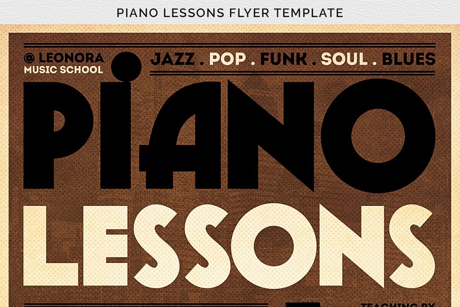 钢琴音乐课程推广传单PSD模板 Piano Lessons Flyer PSD插图(9)