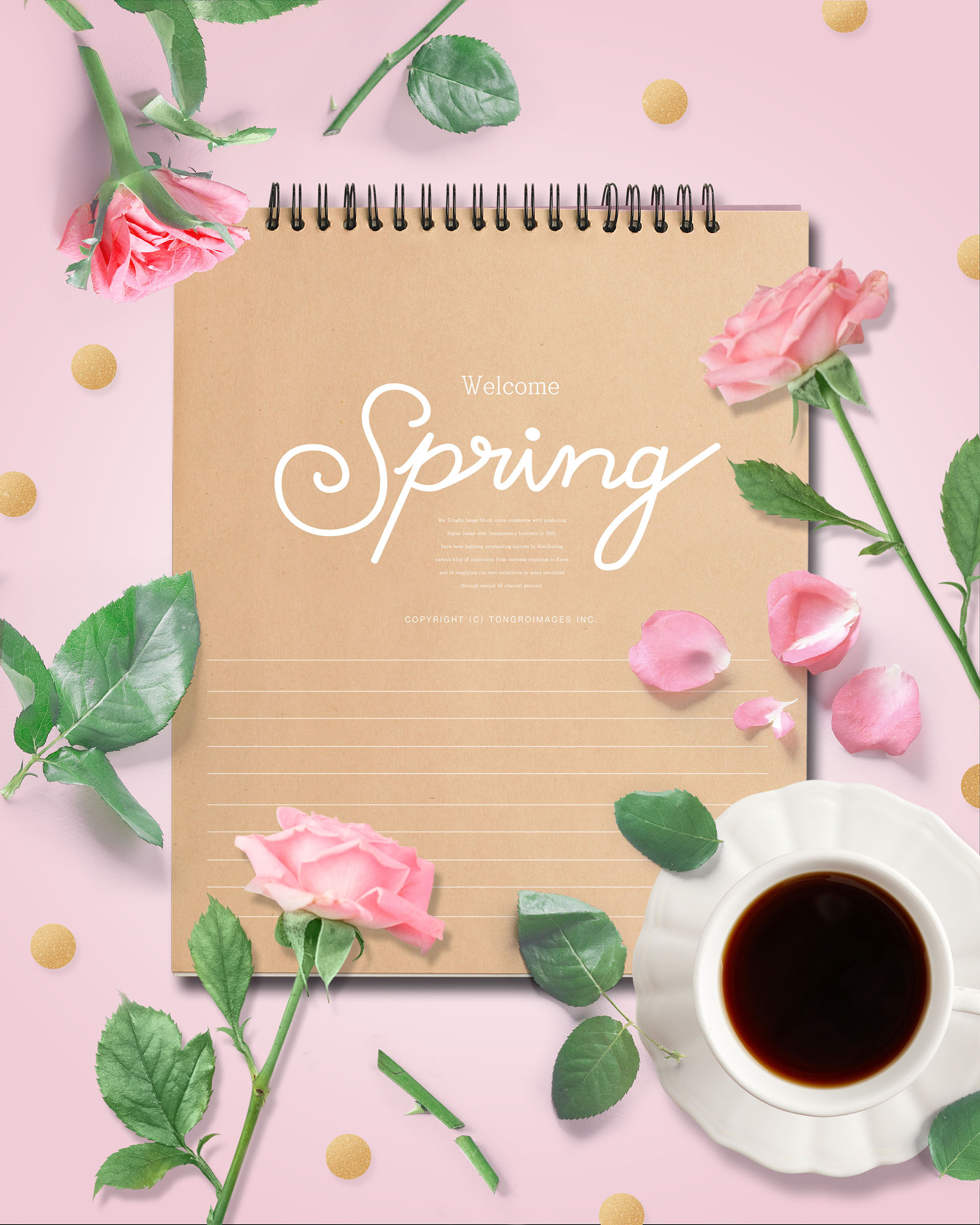 清新的春天氛围创意海报模板PSD插图