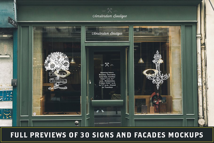 30个巴黎和阿姆斯特丹街头场景店招招牌样机模板 30 Signs & Facades – Paris/Amsterdam插图(3)