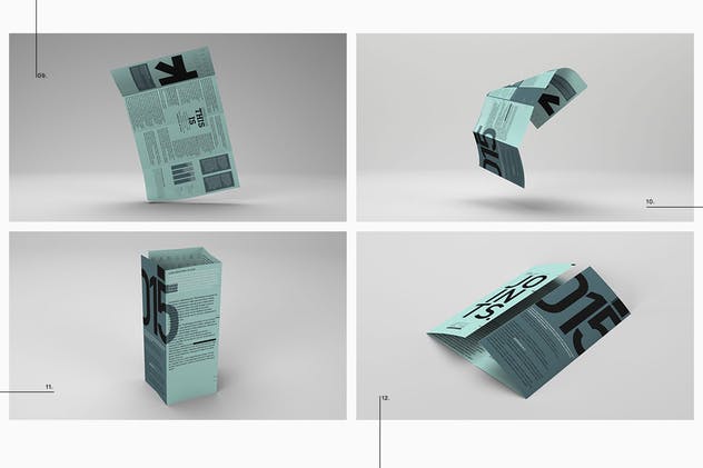 折页小册子传单样机模板 Gate Fold Roll Brochure Mockup插图(4)