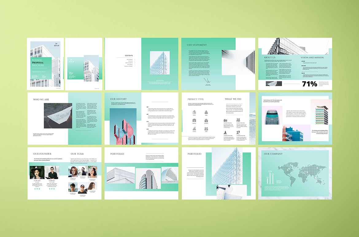 A4尺寸规格建筑公司适用的企业画册设计模板 Architecture A4 Proposal Brochure Template插图(4)