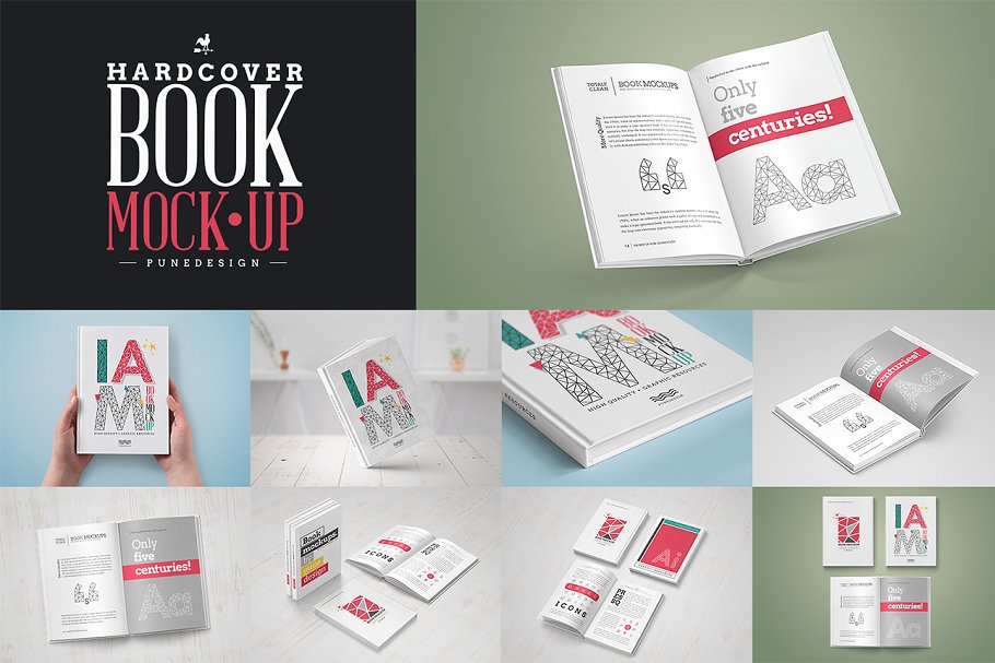 精装图书展示样机 Book Mock-Up Set / Hardcover Edition插图