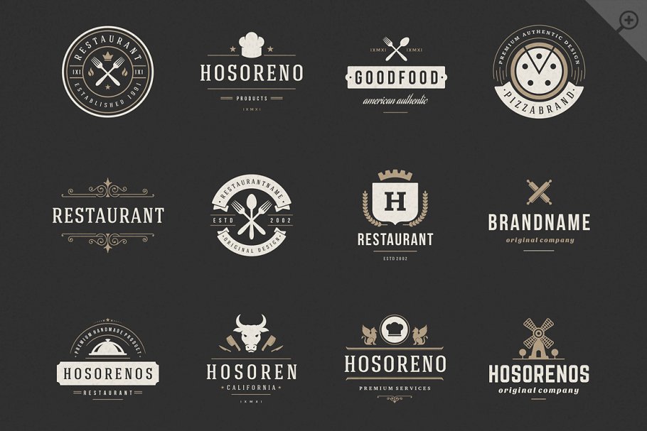 80款西餐厅品牌Logo和徽标模板 80 Restaurant Logotypes and Badges插图(7)