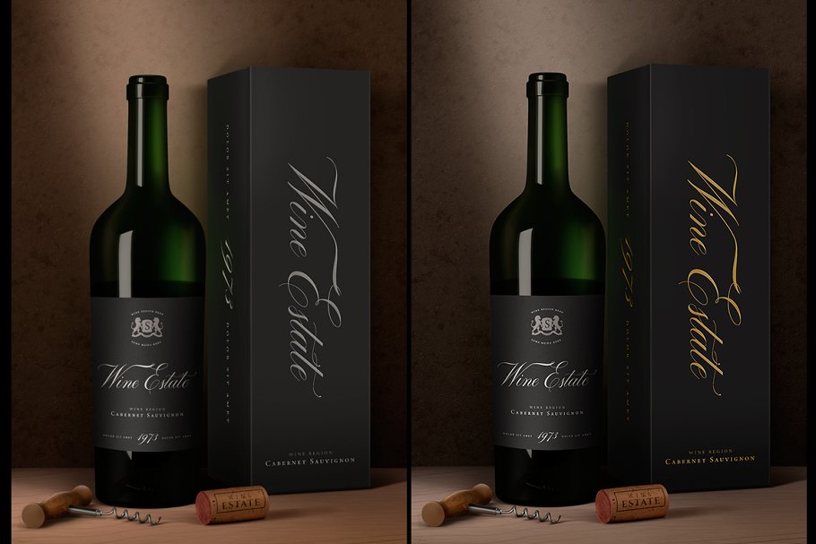 葡萄酒包装样机 Wine Packaging Mock-Up插图