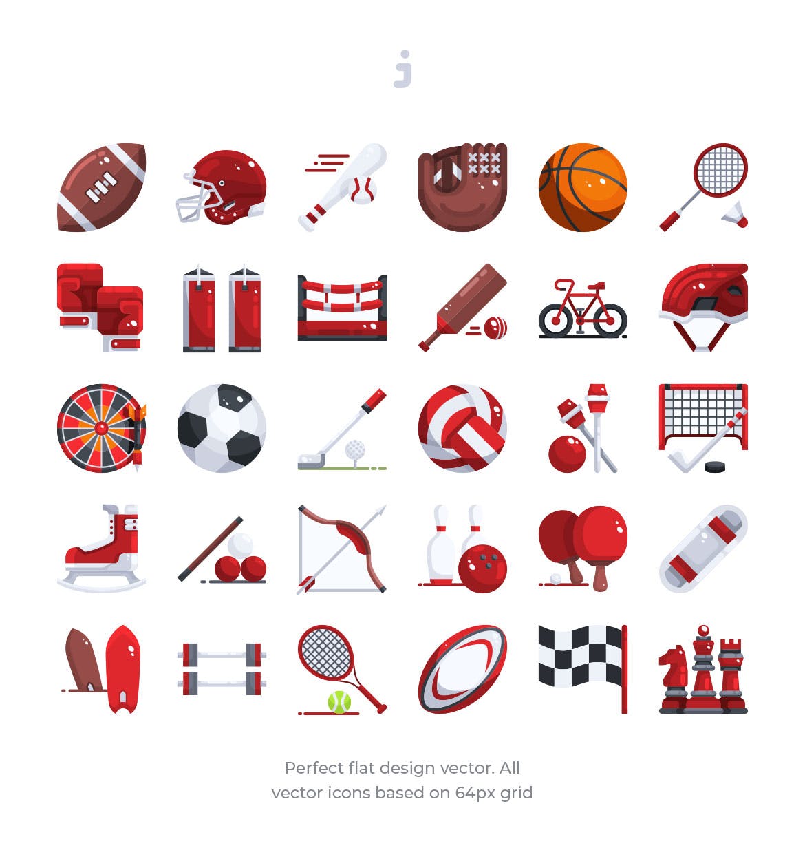 30枚体育运动器械彩色矢量图标素材 30 Sport Element Icons – Flat插图(1)