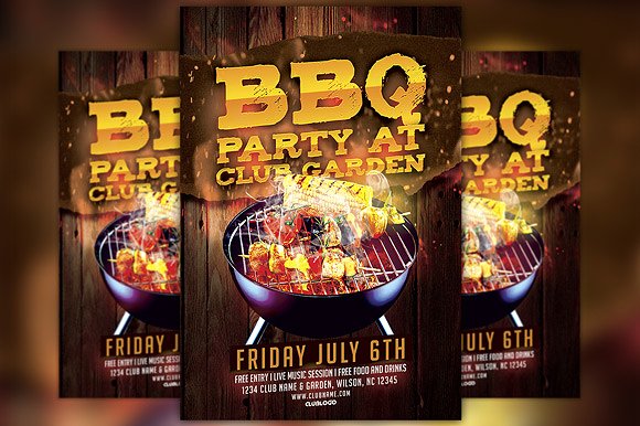 夏季烧烤派对传单模板 BBQ Party Flyer Template插图