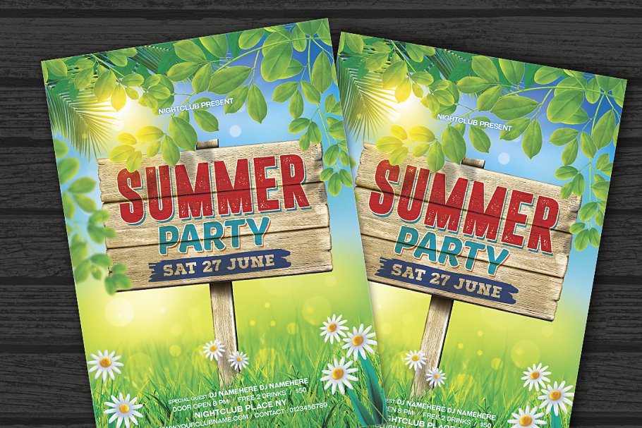 夏日盛会派对传单模板 Summer Party Flyer插图(1)