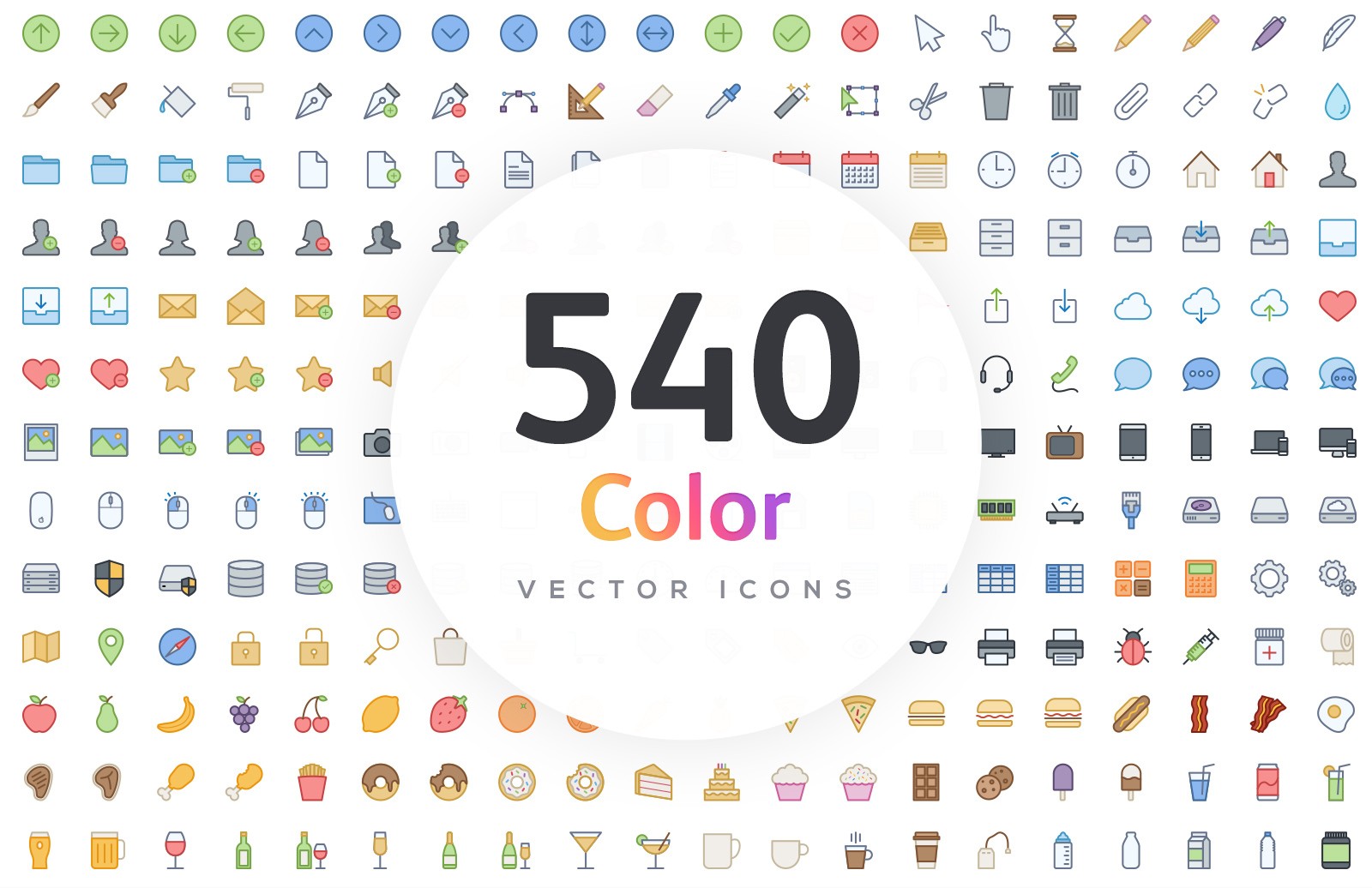 540枚多彩图标集 Vector Line Icons – Color插图