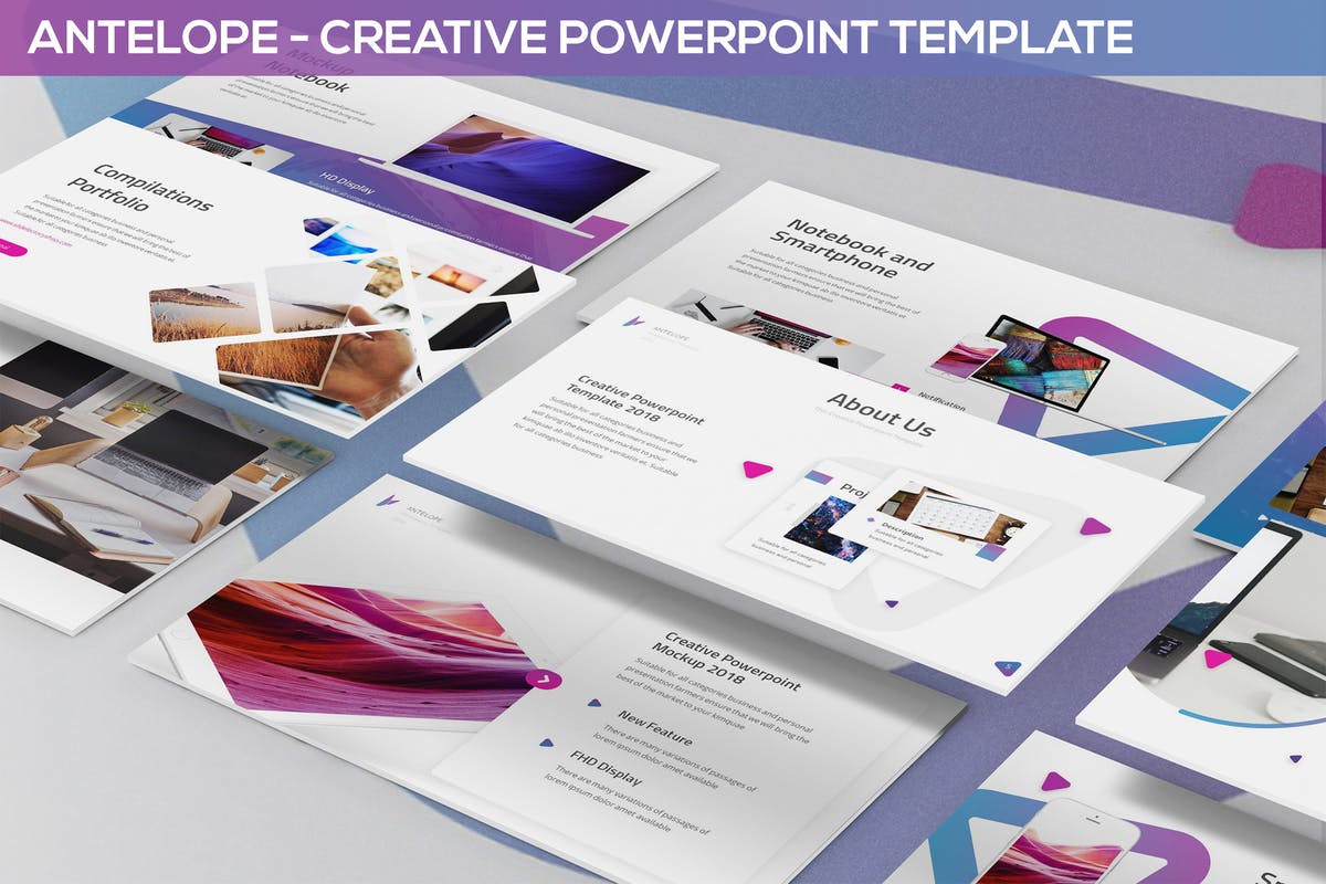 现代创意企业宣传介绍PPT幻灯片设计模板 Antelope – Creative Powerpoint Template插图
