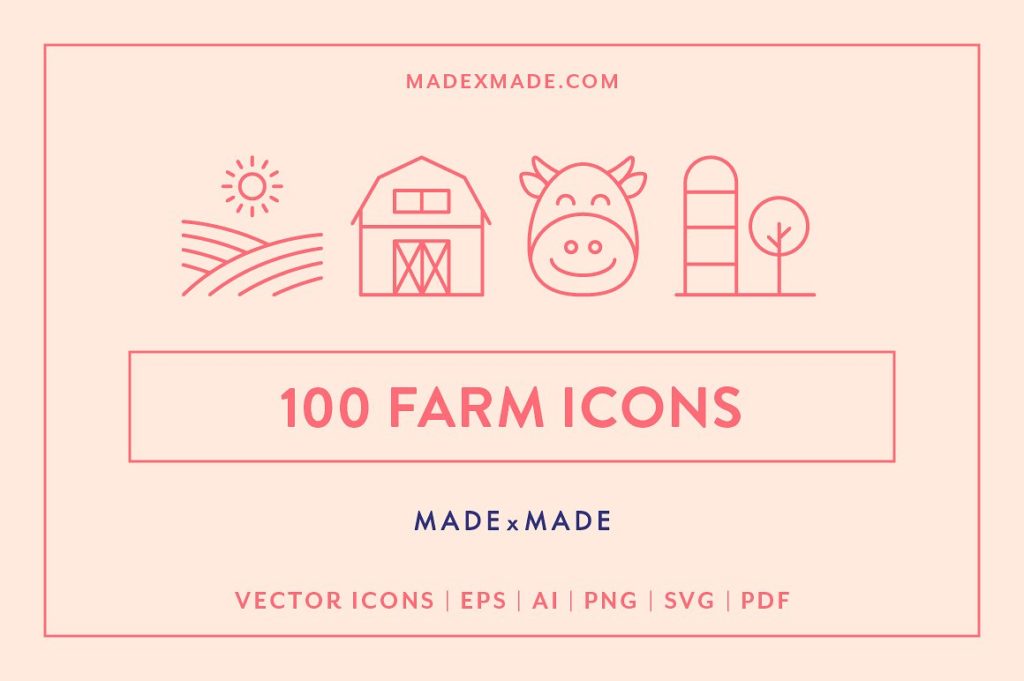 100枚有趣的农场主题线描图标打包下载[AI,PDF,SVG,EPS,PNG]插图