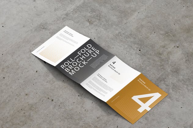 迷你折叠小手册样机模板 Roll Fold Brochure Mockup Din A4 A5 A6插图(12)