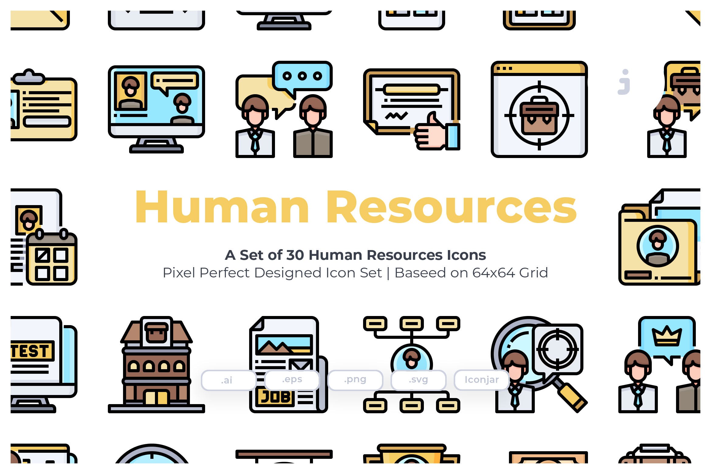 30枚人力资源主题矢量图标 30 Human Resources Icons插图