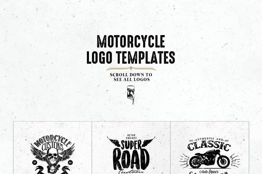 复古摩托车重型机车标志模板 Vintage Motorcycle Logo Design插图(1)