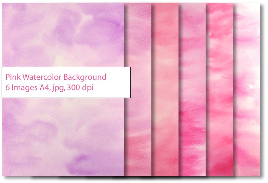 粉红水彩图案纹理背景 Pink Watercolor Texture Background插图
