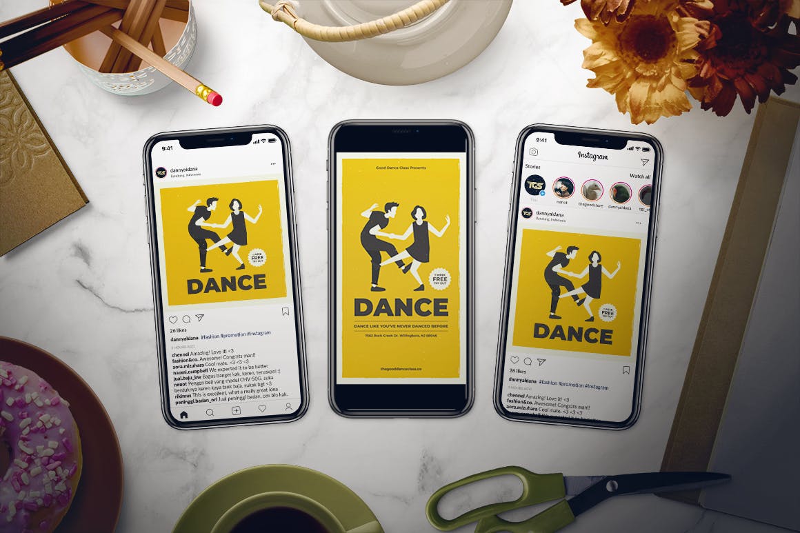 舞蹈培训课程推广海报设计模板 Dance Class Flyer Set插图(2)