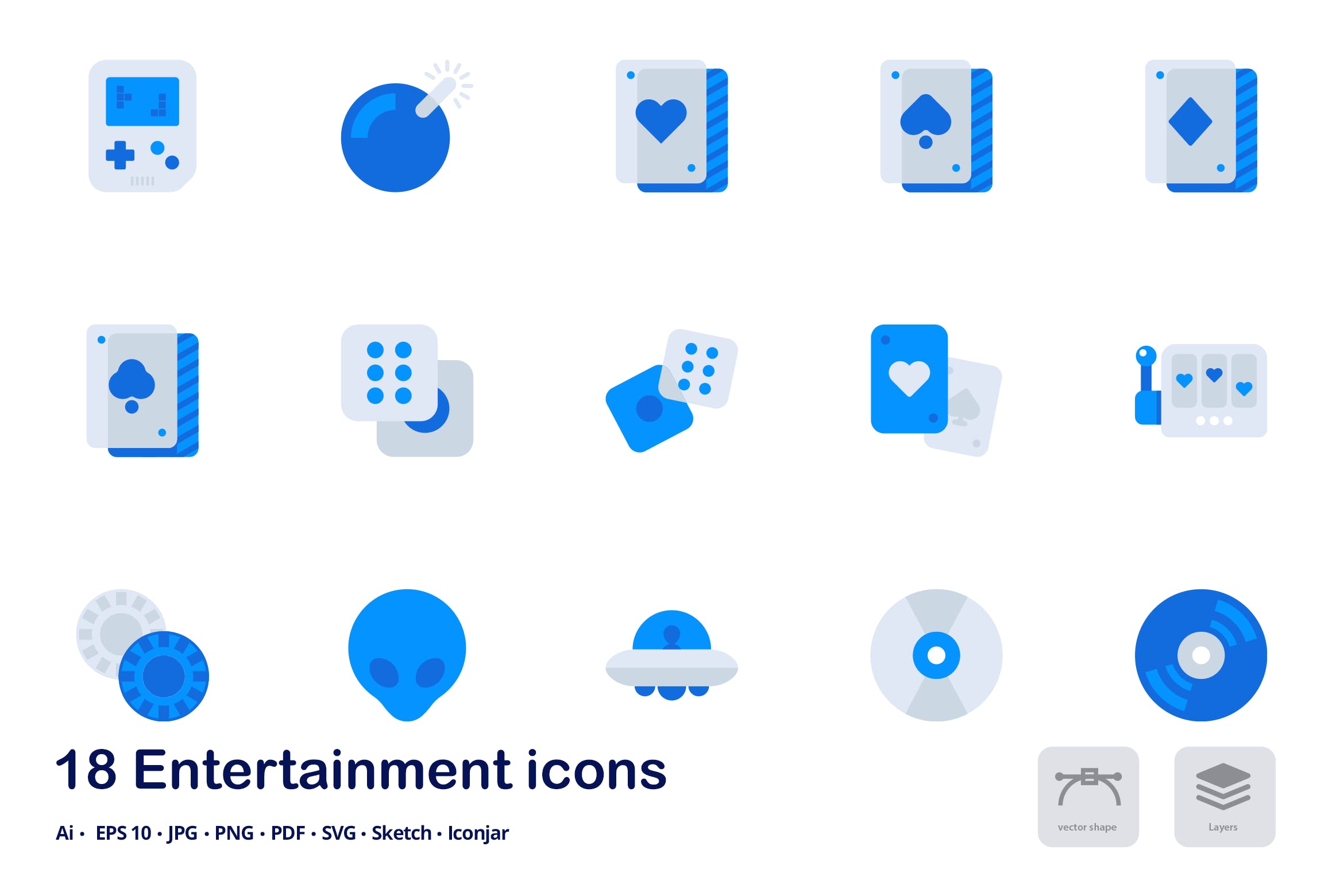小游戏娱乐双色调矢量图标 Entertainment Accent Duo Tone Icons插图