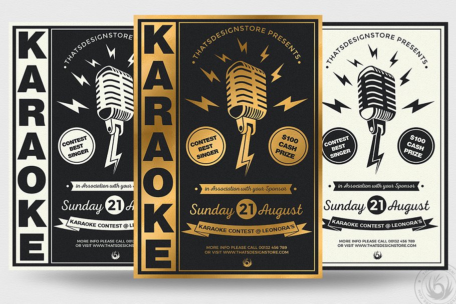 夜总会卡拉OK传单套装创意海报传单设计插图(9)