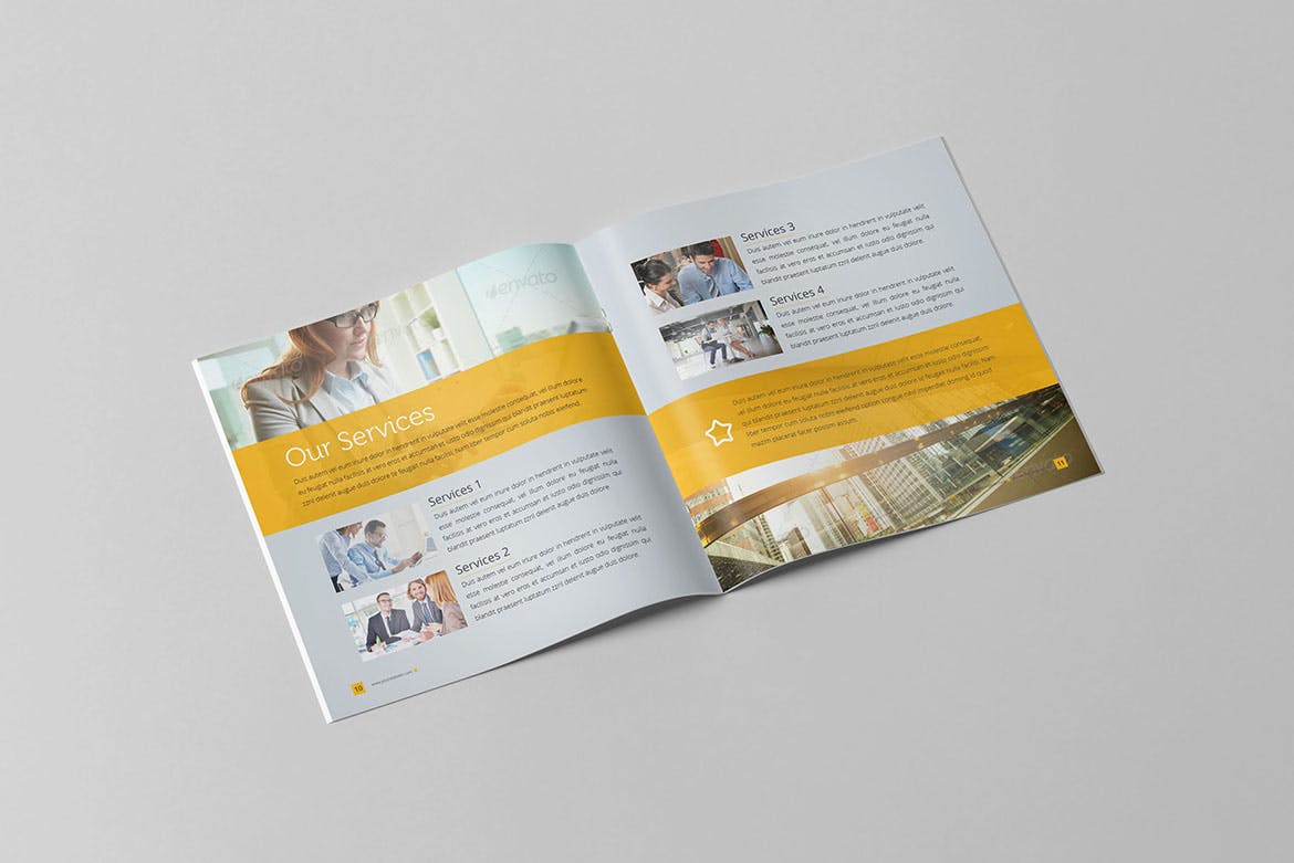 简约设计风格企业宣传画册设计模板素材 Clean Business Square Brochure插图(6)