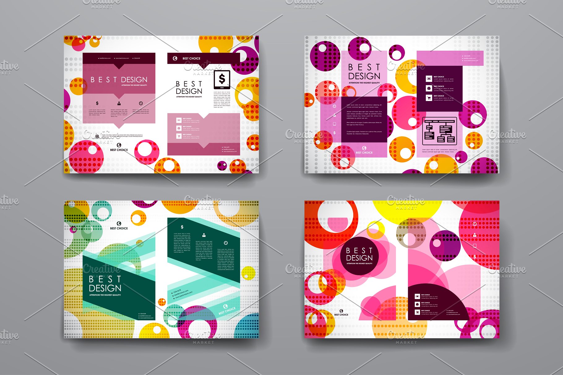 多彩抽象几何杂志画册模板 Colourful brochure templates插图(1)
