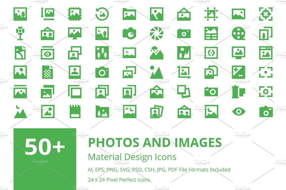 50+照片和图像主题图标 50+ Photos and Images Material Icons插图