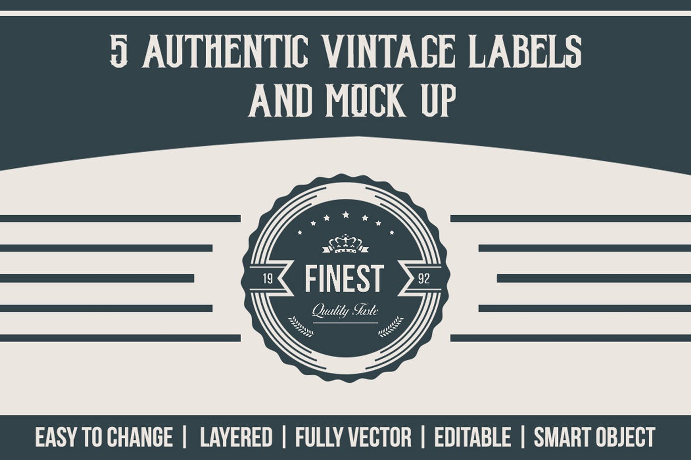5款复古设计风格徽章/Logo设计模板 Authentic Vintage Labels插图