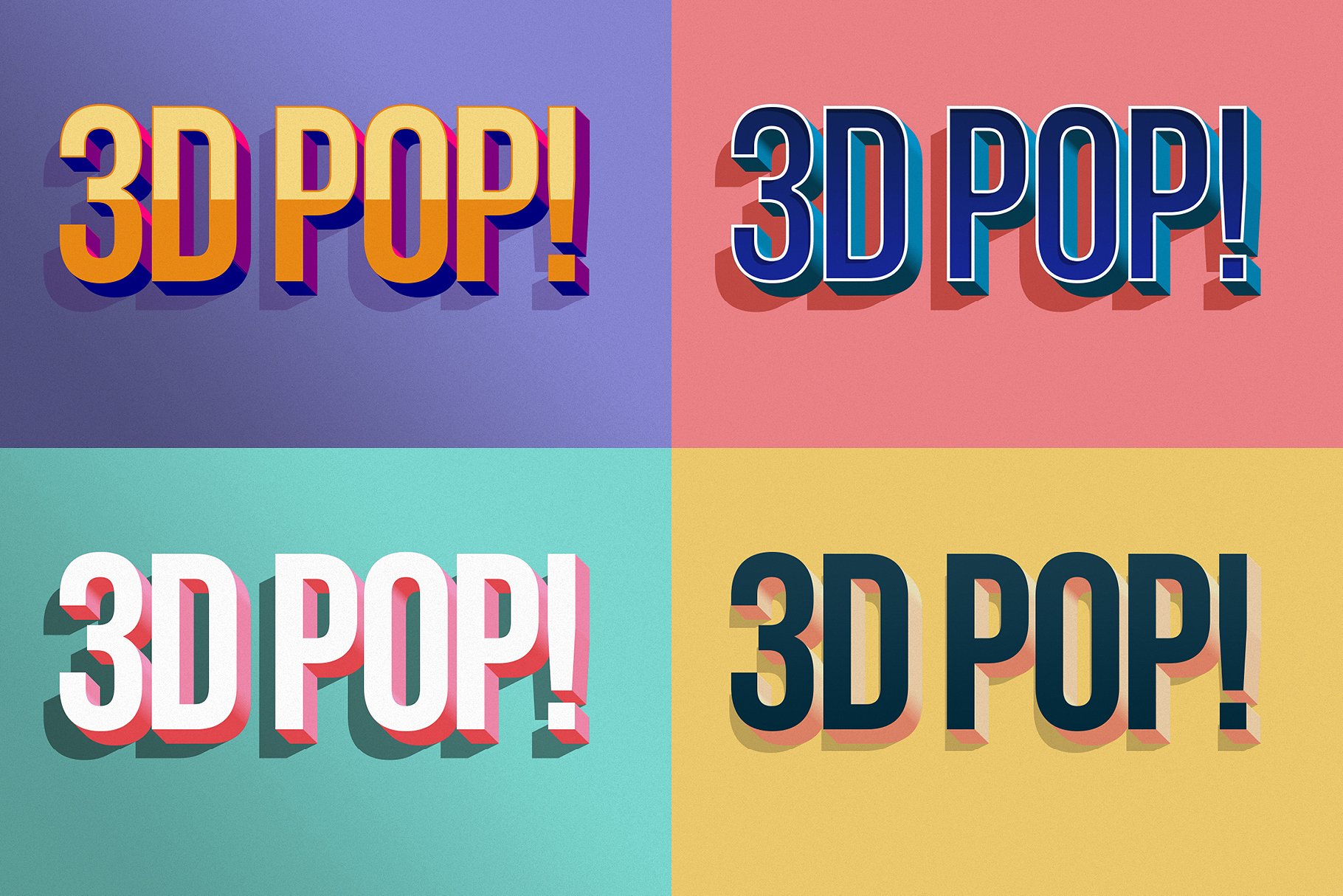 10款“吸睛大法”3D立体文字图层样式 3D POP! Photoshop Effects插图(8)
