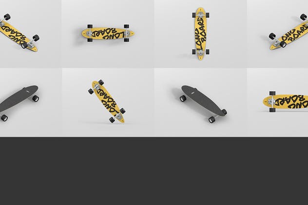 长滑板手绘图案设计样机模板 Skateboard Longboard Mockup插图(15)