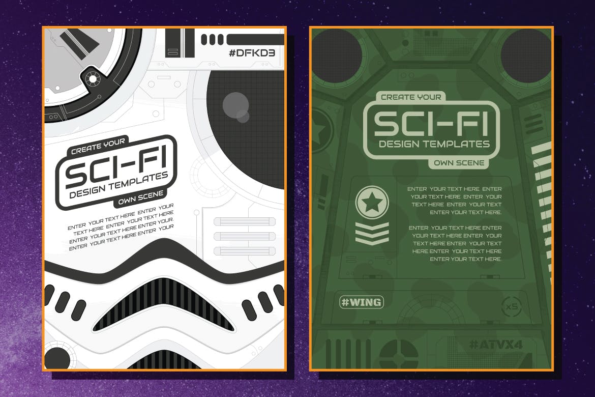 科幻主题图标&平面设计模板素材 Sci-Fi Icons and Templates插图(7)