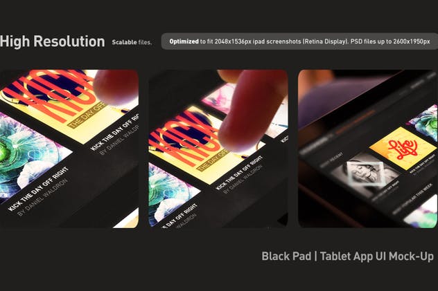 平板APP应用界面设计演示样机模板 Black iPad Tablet App UI Mock-Up插图(4)