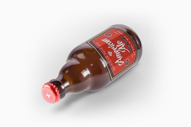 啤酒琥珀瓶啤酒瓶样机 Steinie Beer Amber Bottle Mockup插图(10)