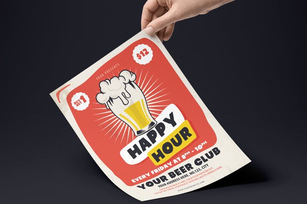 欢乐时光周末派对海报PSD模板 Happy Hour Flyer插图(1)