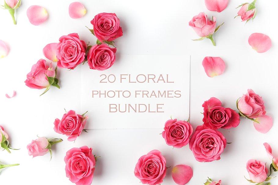 干花装饰框样机模板 20 Floral frames bundle插图