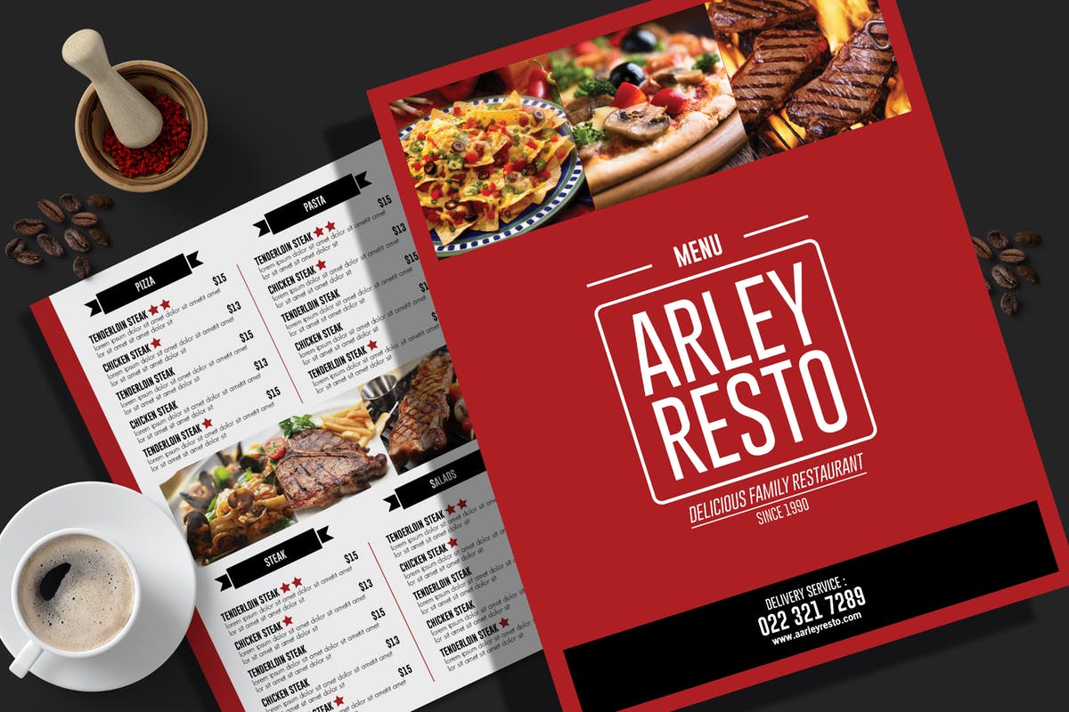 简约设计风格西餐餐单菜单PSD模板 Simple Restaurant Menu Flyer插图