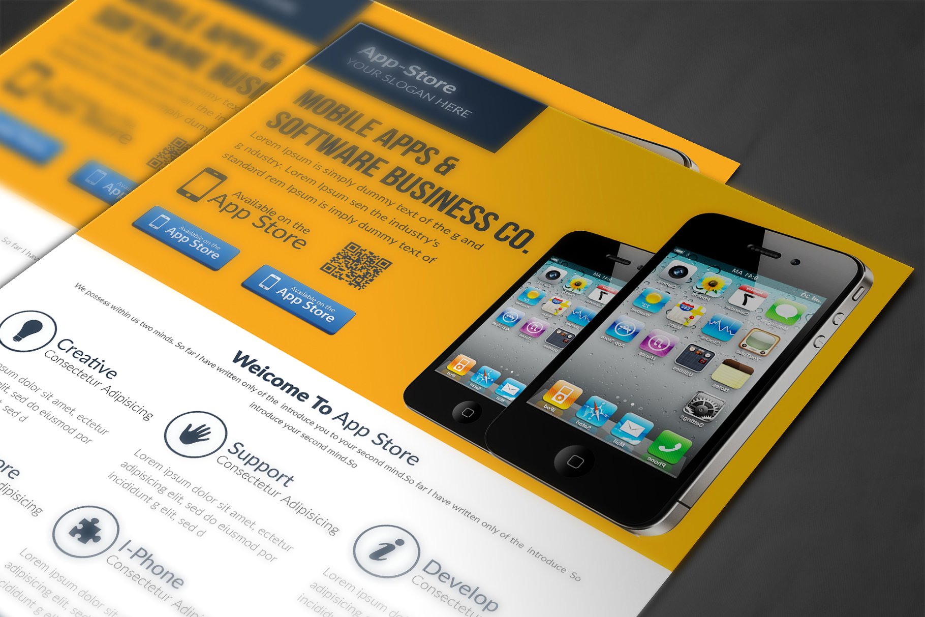 手机应用宣传推广广告海报模板 Mobile App Flyer插图(3)