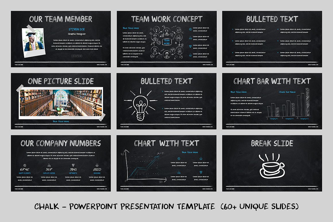 60+独特的粉笔效果PowerPoint演示模板下载Chalk – Powerpoint Template[ppt,pptx]插图(2)